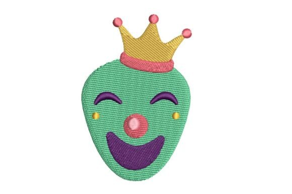 Cheerful Clown Face with Crown Embroidery Design