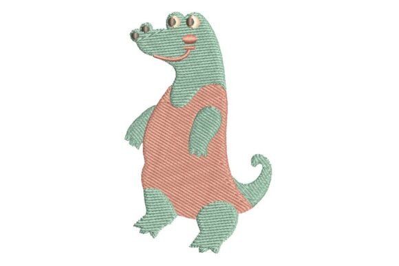 Cute Crocodile in Swimsuit Embroidery Design