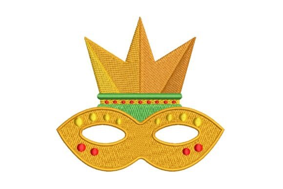 Festive Crowned Masquerade Mask Embroidery Design