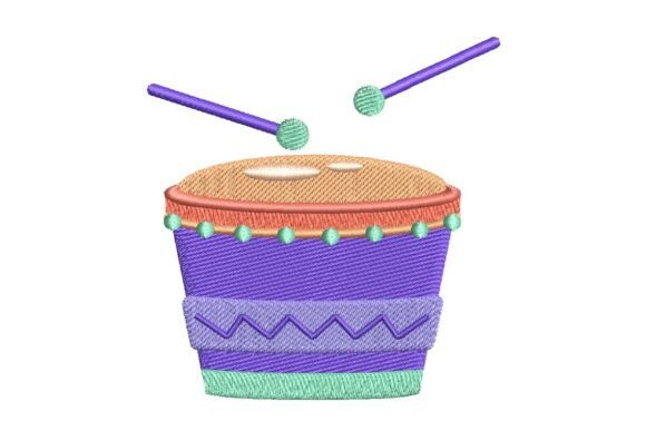 Festive Mardi Gras Drum Embroidery Design