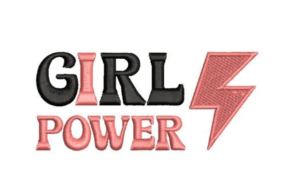 Girl Power with Lightning Bolt Embroidery Design