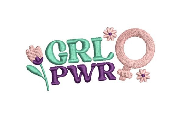 GRL PWR Floral Female Symbol Embroidery Design
