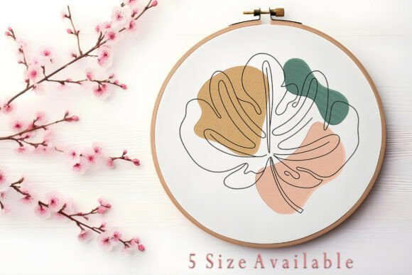 Minimalist Color Block Leaf Embroidery
