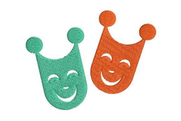 Playful Comedy and Tragedy Masks Embroidery Design