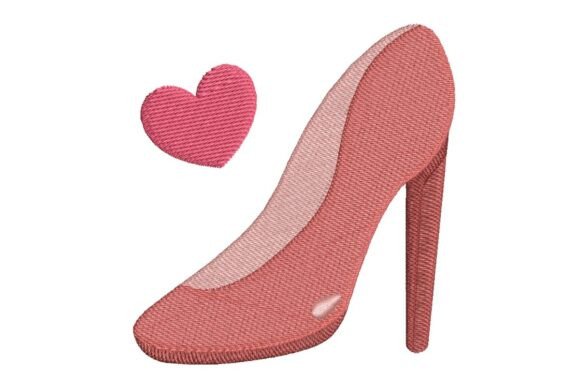 Stylish Pink High Heel Embroidery Design
